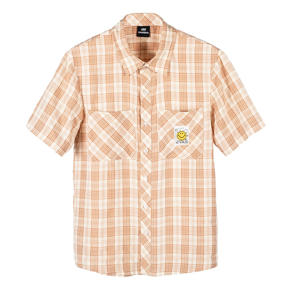 Men's short sleeve shirt jacket Quick dry breathable plaid shirt